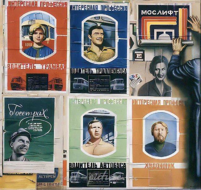 Реклама и информация, 1983, холст, масло, 184х184 Находится в коллекции П.Людвига. Аахен. Германия.