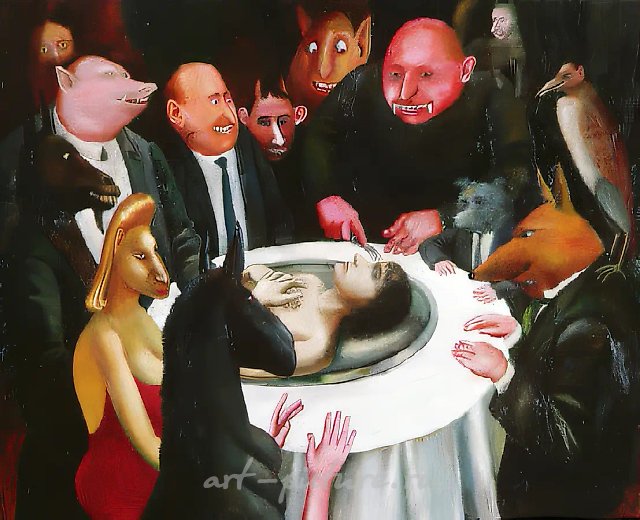 Трапеза, 1991, холст, масло, 150х180 Собственность автора