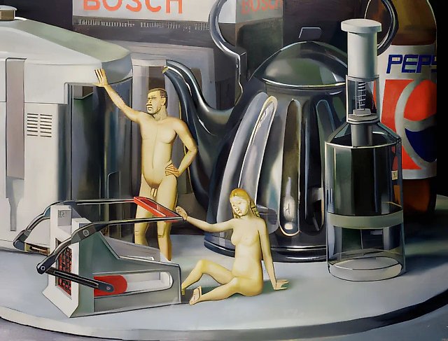 Новые вещи., 1994, холст, масло, 150х200 Собственность автора.