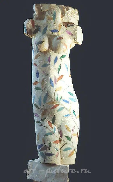 Торс «Весна», 1994, дерево, роспись, 100х40х30. Собственность автора