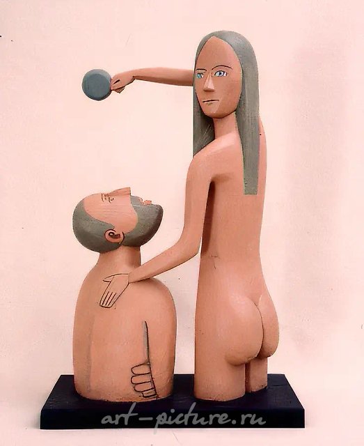 Автопортрет, 1994, тонированное дерево, высота 30. Частная коллекция