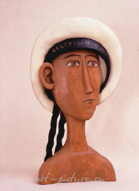 Мальчик в кепке, 1993, тонированное дерево, высота 45