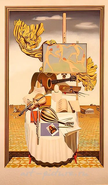 Still Life "Art", 1980, DVP, tempera, 150x92 Regional Museum of Fine Arts in Orenburg