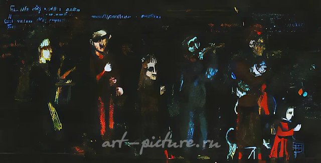 Процессия, 1990, холст, масло, 30х100. Собственность автора