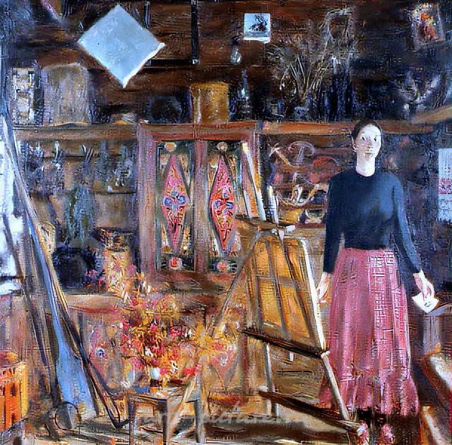 Осенний букет. Портрет Веры, 1987, холст, масло, 65х65. Собственность автора
