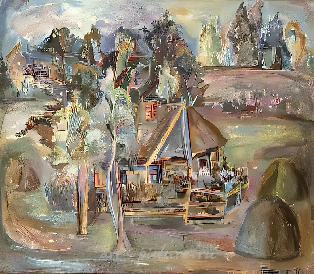 Дом в деревне, 1982, холст, масло, 60х70. Частная коллекция
