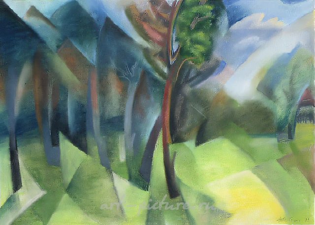 森林中的草地，1993年，纸本，粉彩，40×60厘米