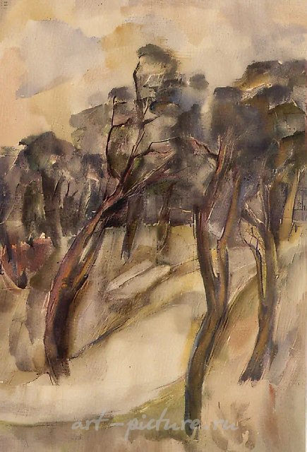 公园里的树，1991年，纸本水彩画，60x40