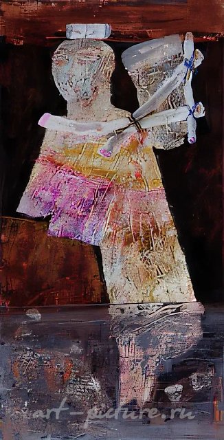 Ноша I, 1988, картон, масло, 150х90 Частное собрание. Дания.