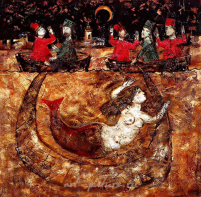 Ночная рыбалка, 1992, холст, масло, 100х100. Собственность галереи «М`АРС». Москва