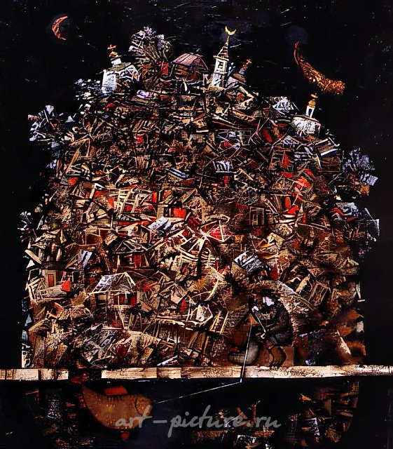 Ночная рыбалка в Уфе, 1990, холст, масло, 140х120. Собственность Картинной галереи в Екатеринбурге. Россия