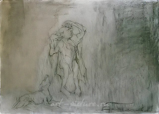 Иов, 1994, бумага, уголь, пастель, 79х107,5 Собственность автора