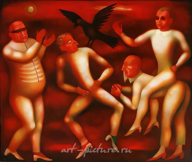 Скоморохи, 1985, холст, масло, 100х120