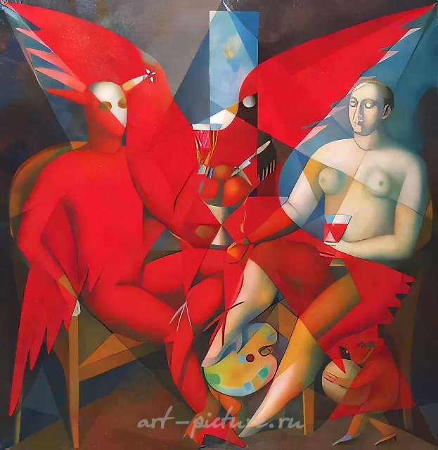 Разговор, 1992, холст, масло, 140х140