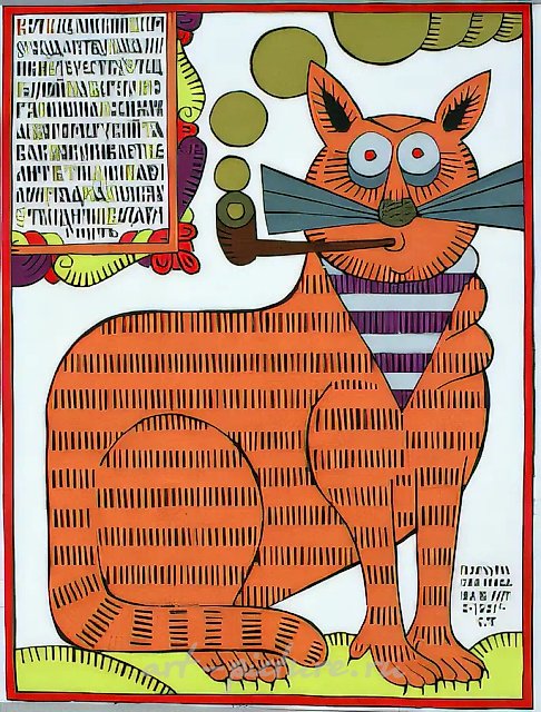 Казанский кот, 1993, бумага на картоне, тушь, гуашь, авторский текст, 27х38. Собственность автора