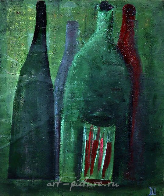 Зелёные бутылки, 1991, холст, масло, 77х65. Частная коллекция. Москва