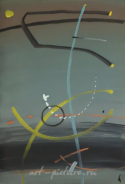 Полёт чёрного ворона над обручальным кольцом, 1989, бумага, гуашь, 70х50. Собственность автора