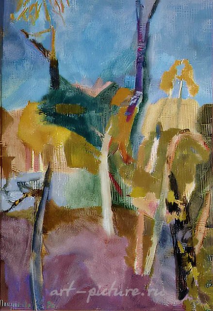 Деревья. Таруса, 1990, холст, масло, 50х35. Собственность автора