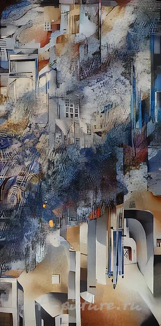 Флейты водосточных труб, 1989, панно, шёлк, роспись, 400х200. Частная коллекция. Австралия