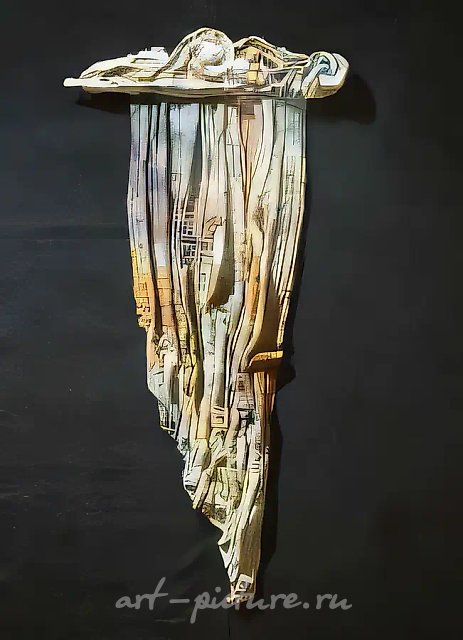 Облако №1, 1993, текстильная композиция, папье-маше, шёлк, роспись, 100х50. Частная коллекция. США