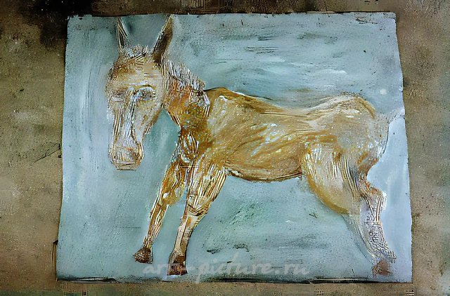 Ослик, 1983, рубероид, масло, 40х50