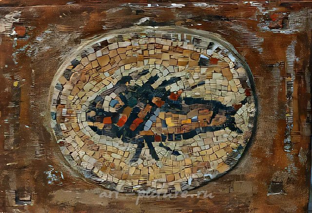 Рыба, 1994, дерево, мозаика, 25х30. Частная коллекция. Москва