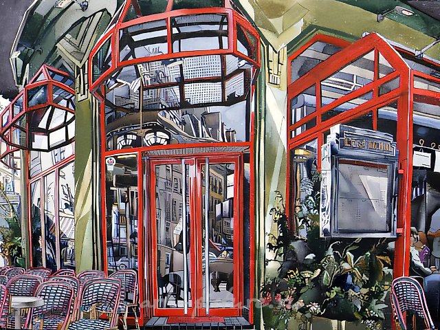 Кафе на бульваре Сан-Жермен, 1991, бумага, акварель, арт-пен, 56х76 Частная коллекция. США.