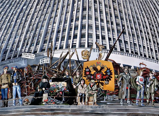 Москва. Путч. Белый Дом., 1991, бумага, акварель, арт-пен, 72х102 Собственность автора