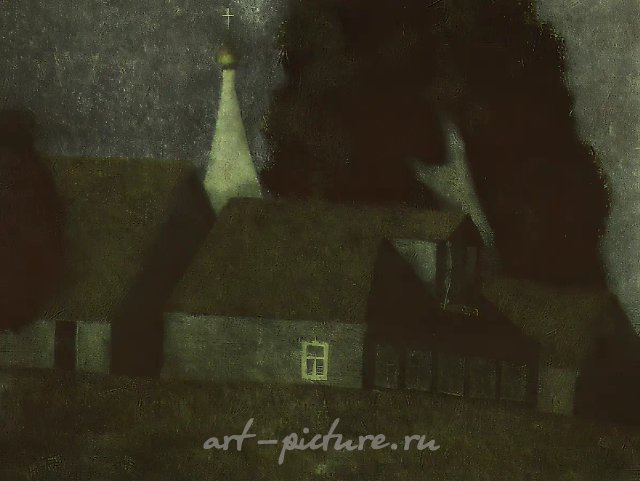 明亮的夜晚，1990年，彩色铜版拓印，35×47厘米。作者收藏。