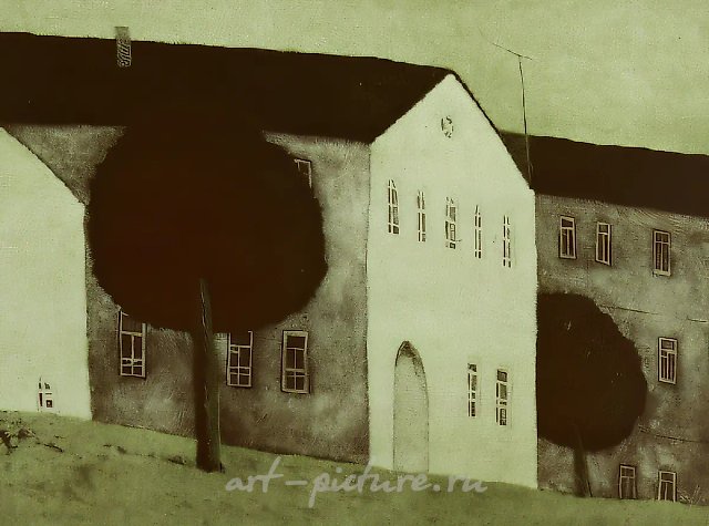 都市风景，1993年，彩色金属蚀版画，36×47厘米。作者自藏。