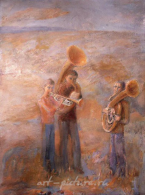 Трубачи, 1975, холст, масло, 133х107 Собственность автора