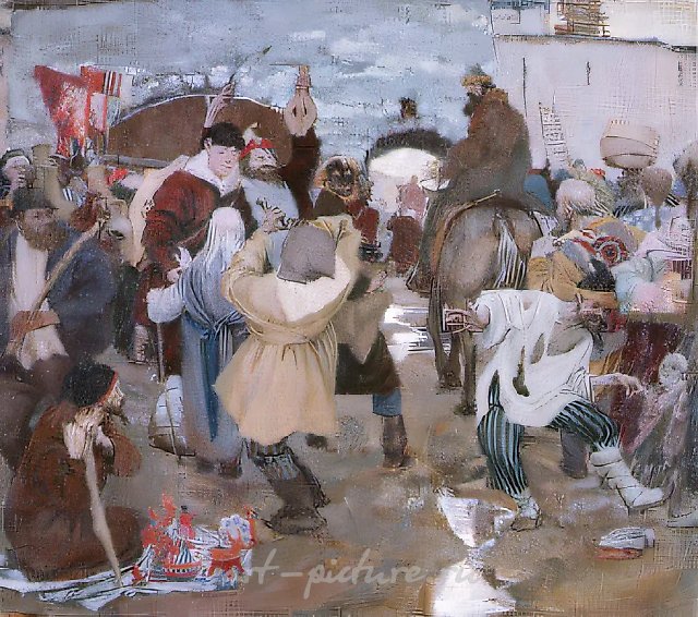 Скоморохи, 1993, холст, масло, 45х60. Собственность автора
