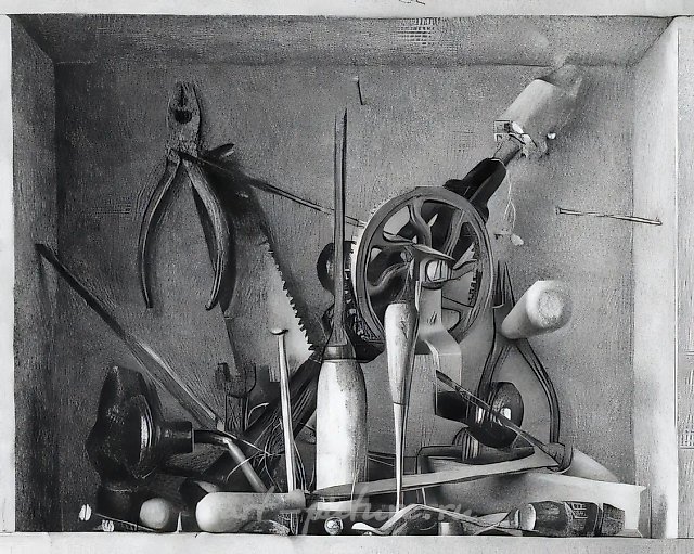 Инструменты, 1975, бумага, тушь, перо, 34,5х42 Собственность галереи "Арт Модерн". Москва.