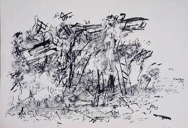 Голгофа., 1961, бумага, тушь, перо, тростниковая палочка, 43 х 61.2
