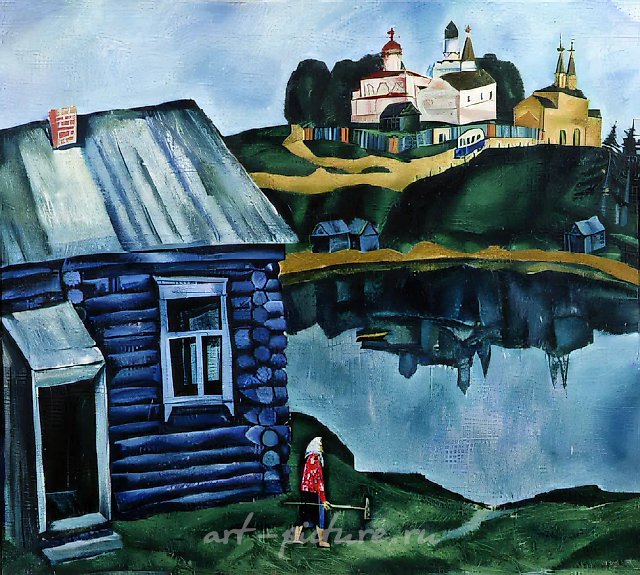 Ферапонтово. Синяя изба, 1971, холст, масло, 80х90. Собственность автора