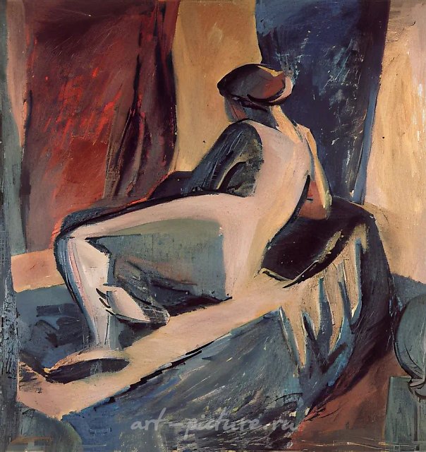 Лежащая обнаженная, 1988, холст, масло, 92х90 Частное собрание. Германия.