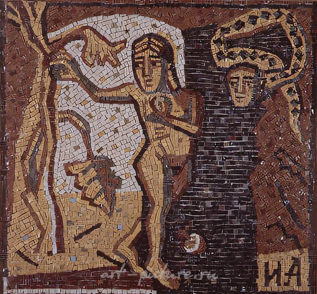 Райские яблочки, 1992, смальта, римская мозаика, 75х70 Собственность автора