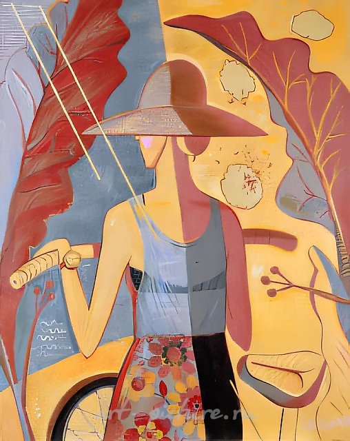 Романтическая велосипедистка., 1997, холст, масло, 110х90 Собственность автора