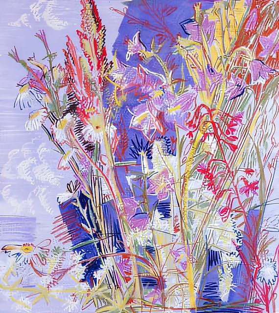 Цветы луговые., 1997, бумага, гуашь, пастель, 50х45 Собственность автора