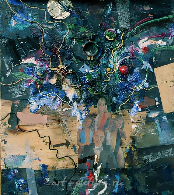 Букет, 1989, фанера, коллаж, масло, 57х49. Собственность автора