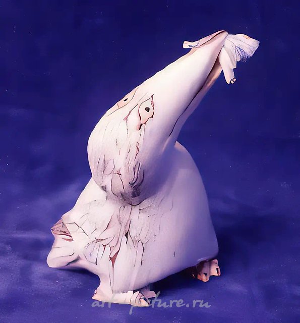 Птица с бабочкой в клюве, 1994, фаянс, 19х15х13. Частная коллекция. Москва