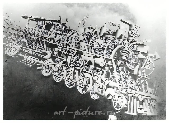 Паровоз, 1979, картон, карандаш, 60х80. Собственность автора