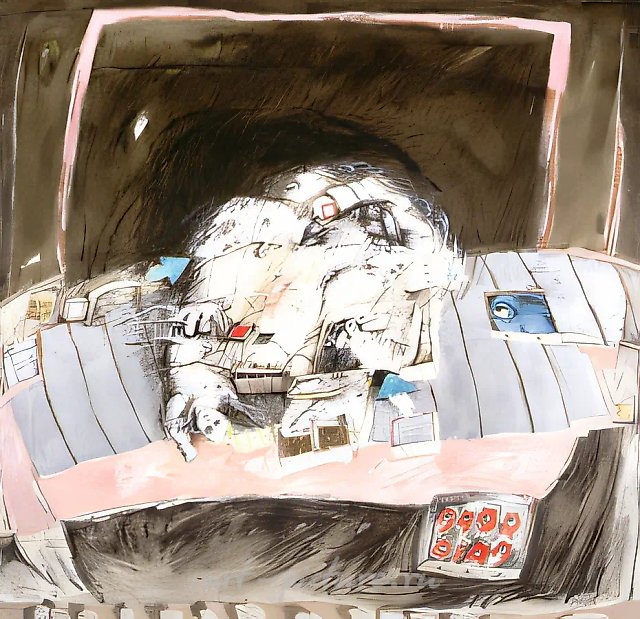 红色小鱼的时光，1993年，木板，油画，135×135