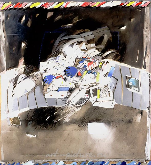 蓝色的手，1993年，木材，油画，170×153