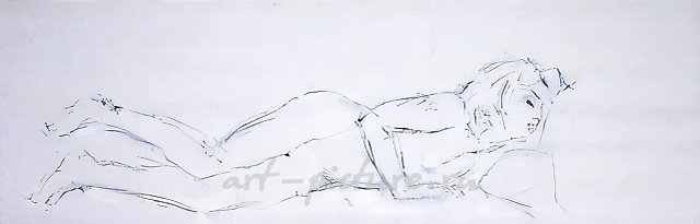 Бара I, 1994, пастель, уголь, графит, холст, 65х207