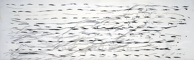 Бара II, 1994, пастель, уголь, графит, холст, 65х207