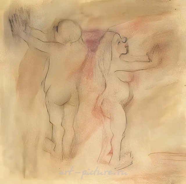 Адам и Ева. Из "Библейского цикла I", 1992, Тонированная бумага, пастель, 49,8х49,3 см Собственность автора