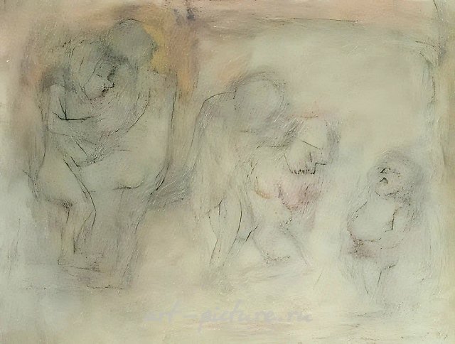 Обнаженные, 1994, Бумага, пастель, уголь, 48,5х62,9 см Собственность автора