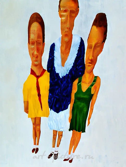 С подругами, 1993, Холст, масло, 200х150 см Собственность автора