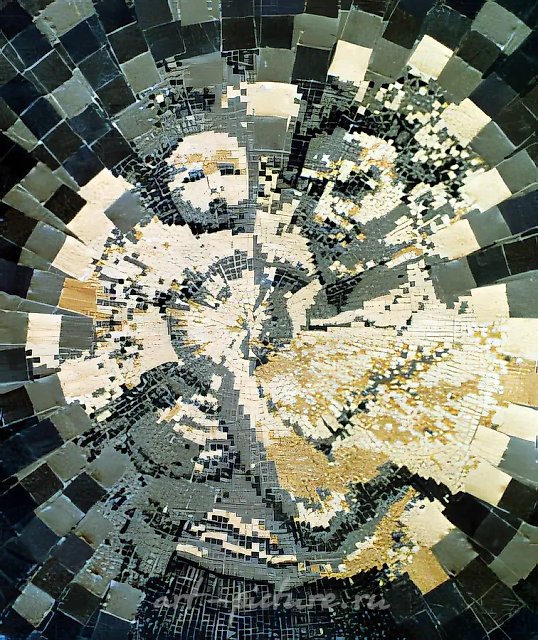 Отец и сын, 1993, шкурка для шлифовальных работ, 150х100 Собственность автора